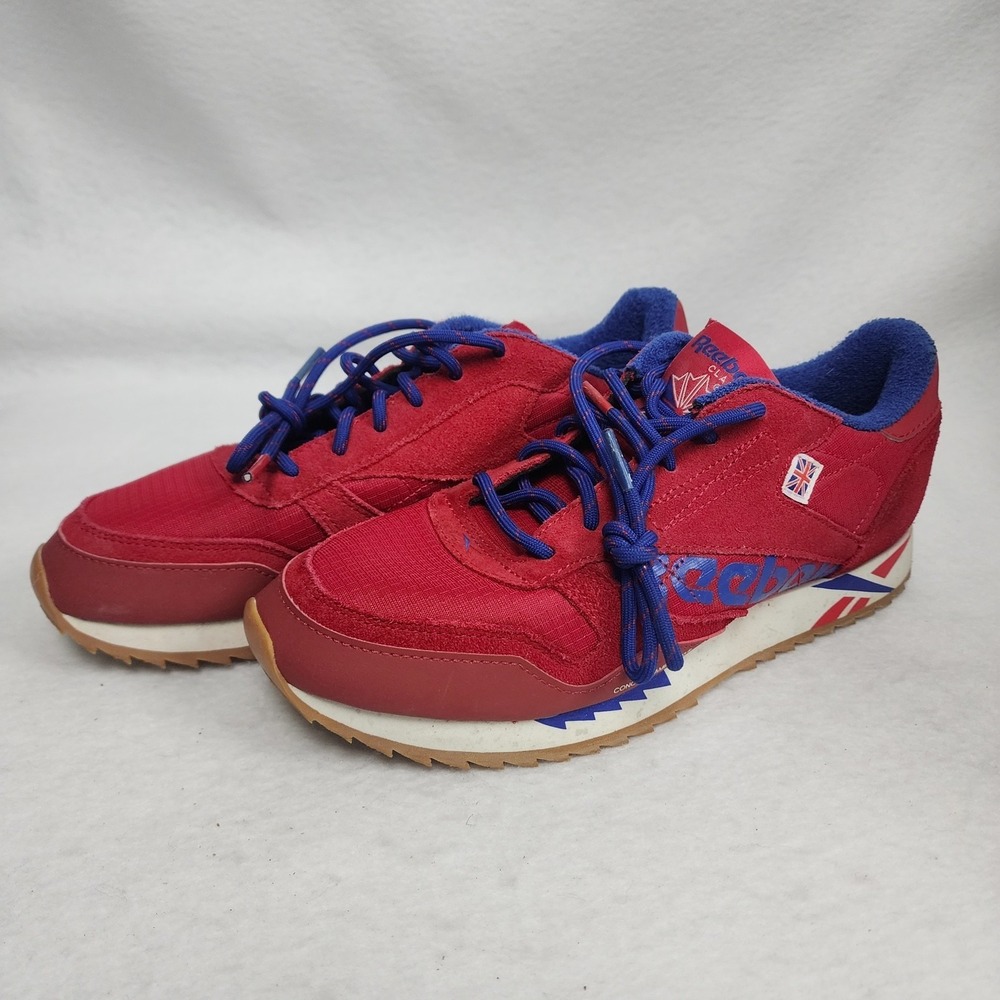 Reebok Classic Leather Ripple DV7196 Womens 7.5 Sneakers Red Blue Leather Shoes